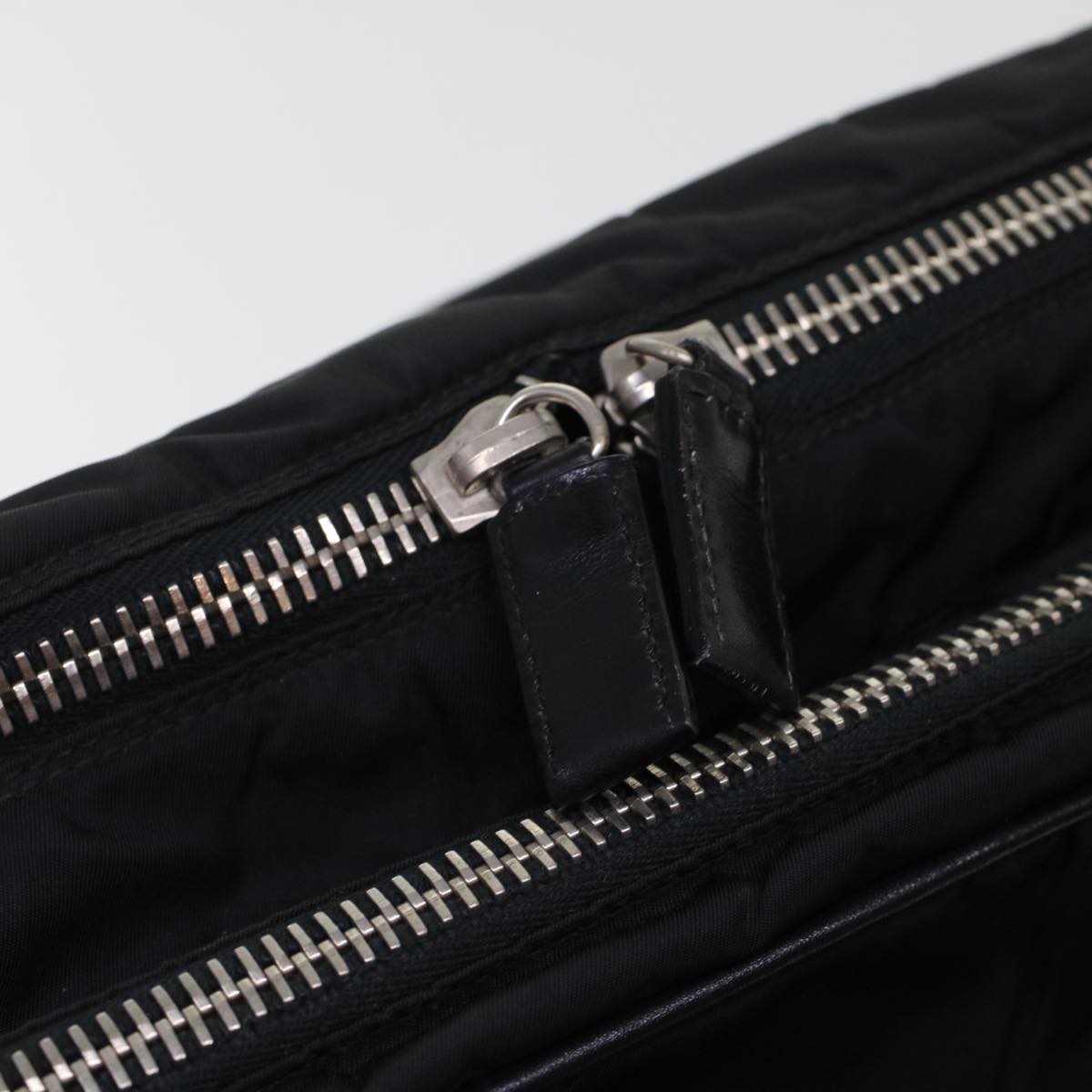 PRADA Hand Bag Nylon Leather Black  ar9983