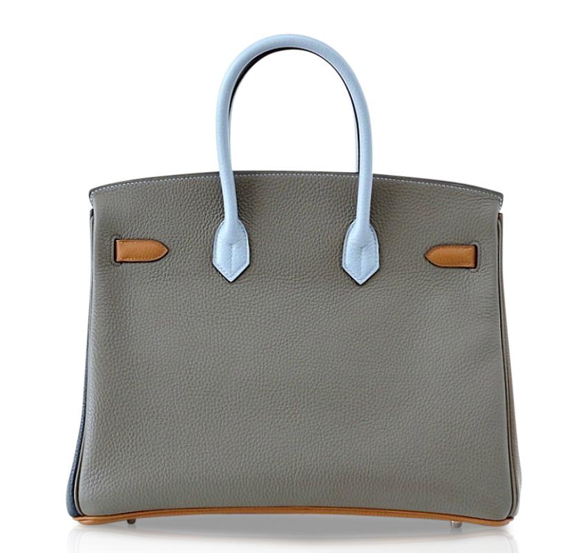 Hermes Birkin 35 Bag Arlequin Limited Edition Clemence Palladium