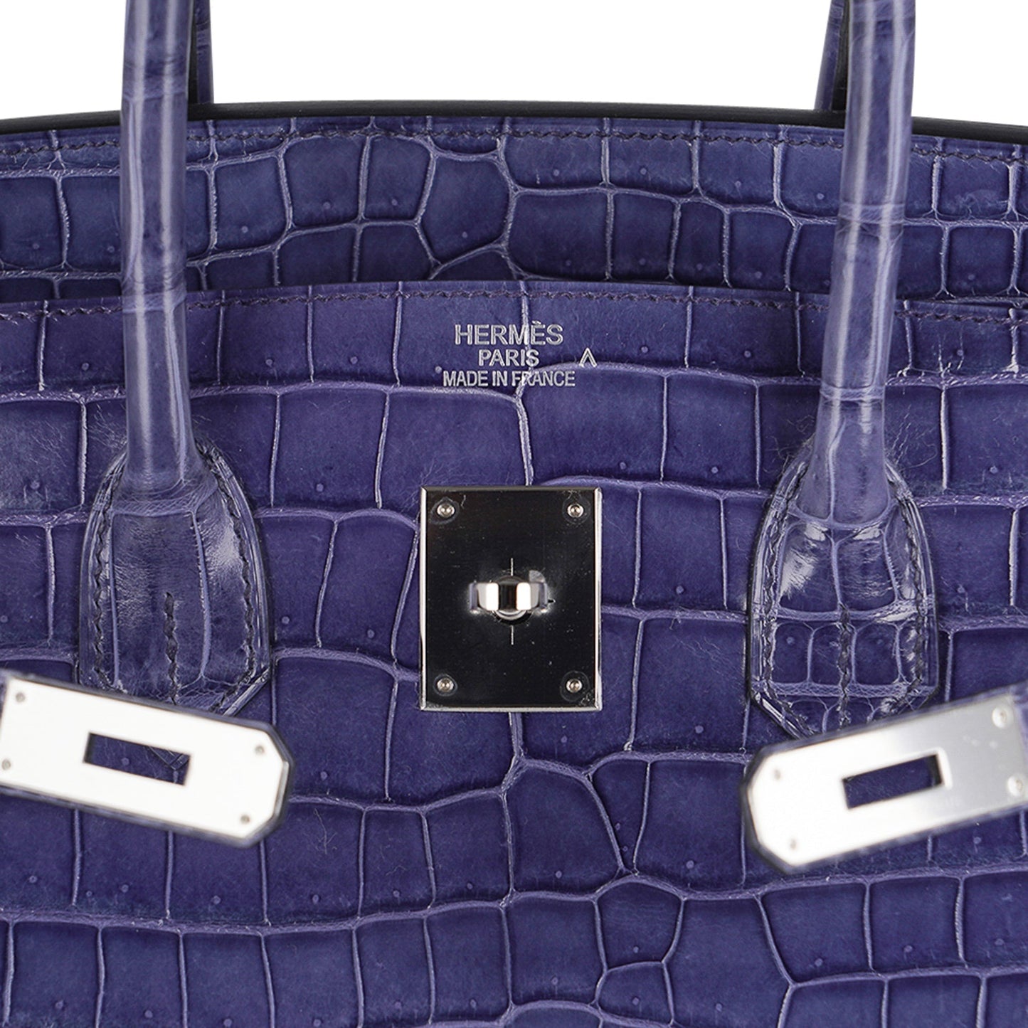 Hermes Birkin 35 Bag Blue Brighton Porosus Crocodile Palladium Hardware New