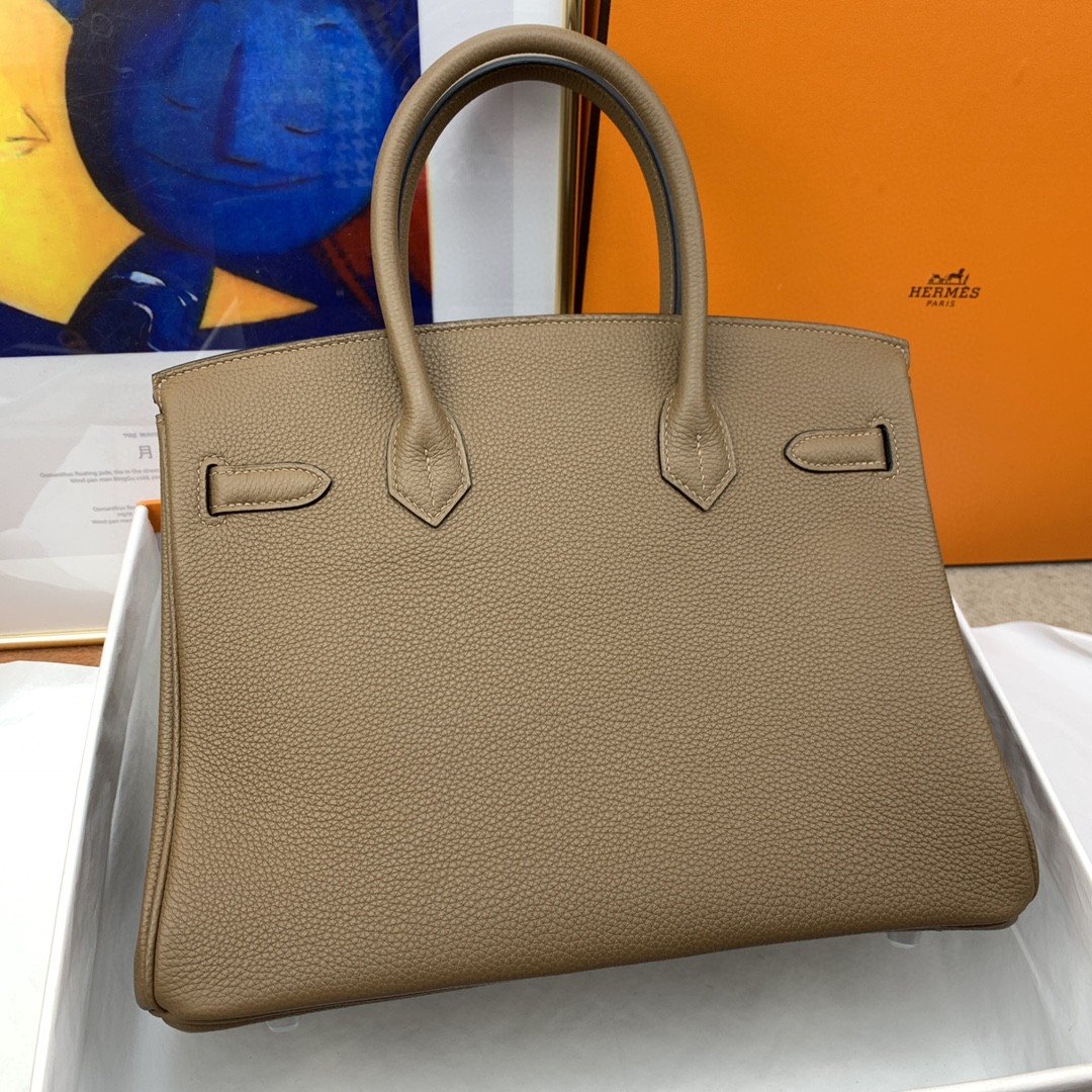 HM Birkin 30 Togo Etoupe Bag Silver Hardware For Women, Womenâ€™s Handbags 11.8in/30cm