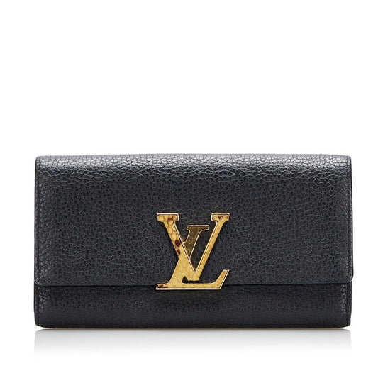 Louis Vuitton Louis Vuitton N90129 Long Wallet Leather/Pison Noir Black