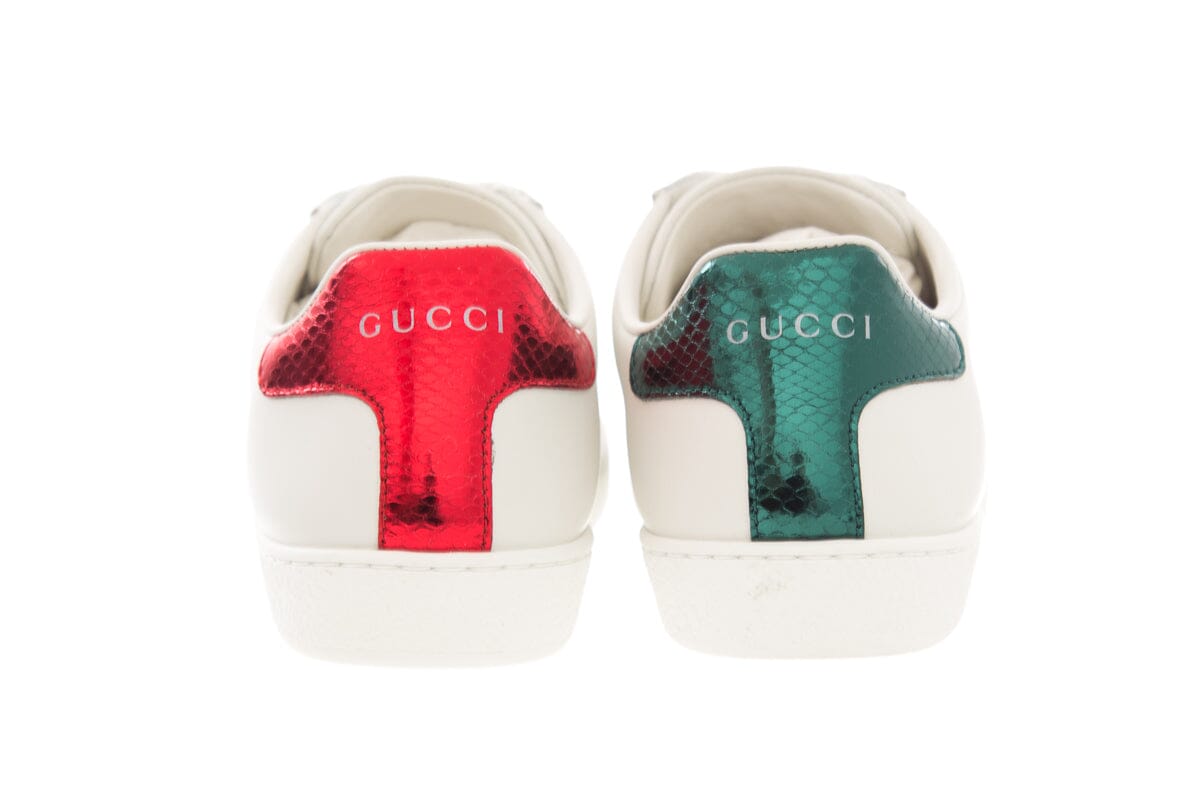 Gucci White Embroidered Bee Sneakers SZ 35.5