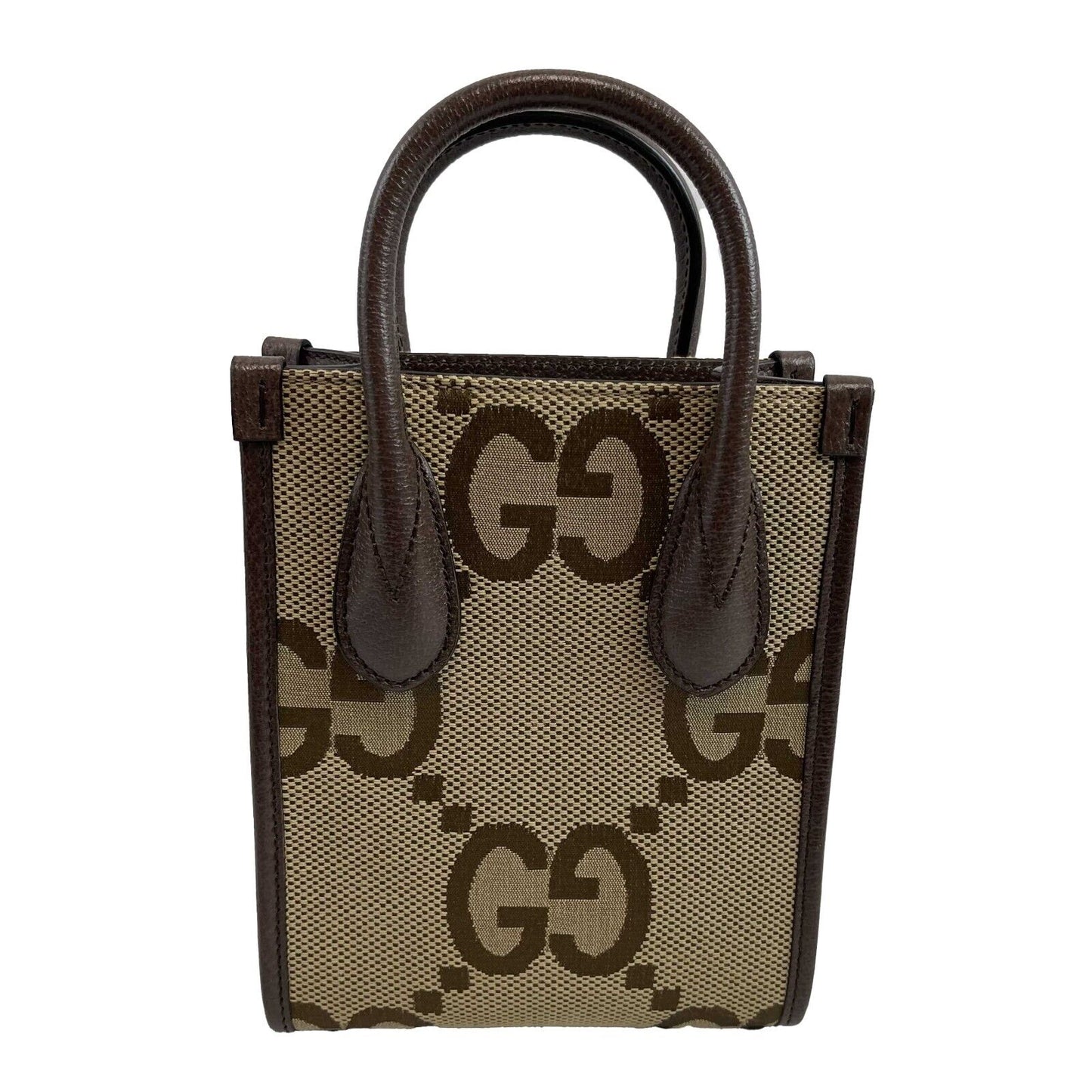 GUCCI Jumbo GG Mini Vertical Tote Crossbody Handbag Beige Brown