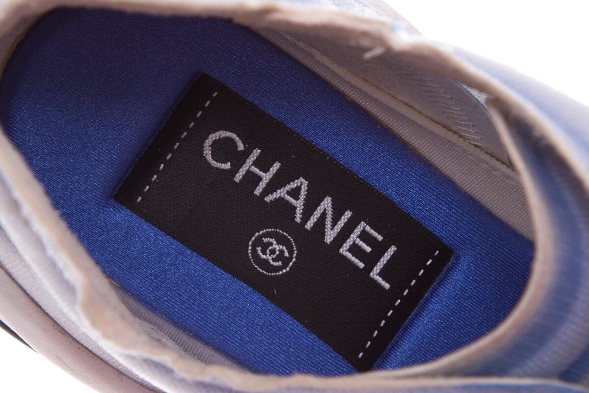 Chanel Grey & Blue Mesh Trainer Sneakers SZ 38