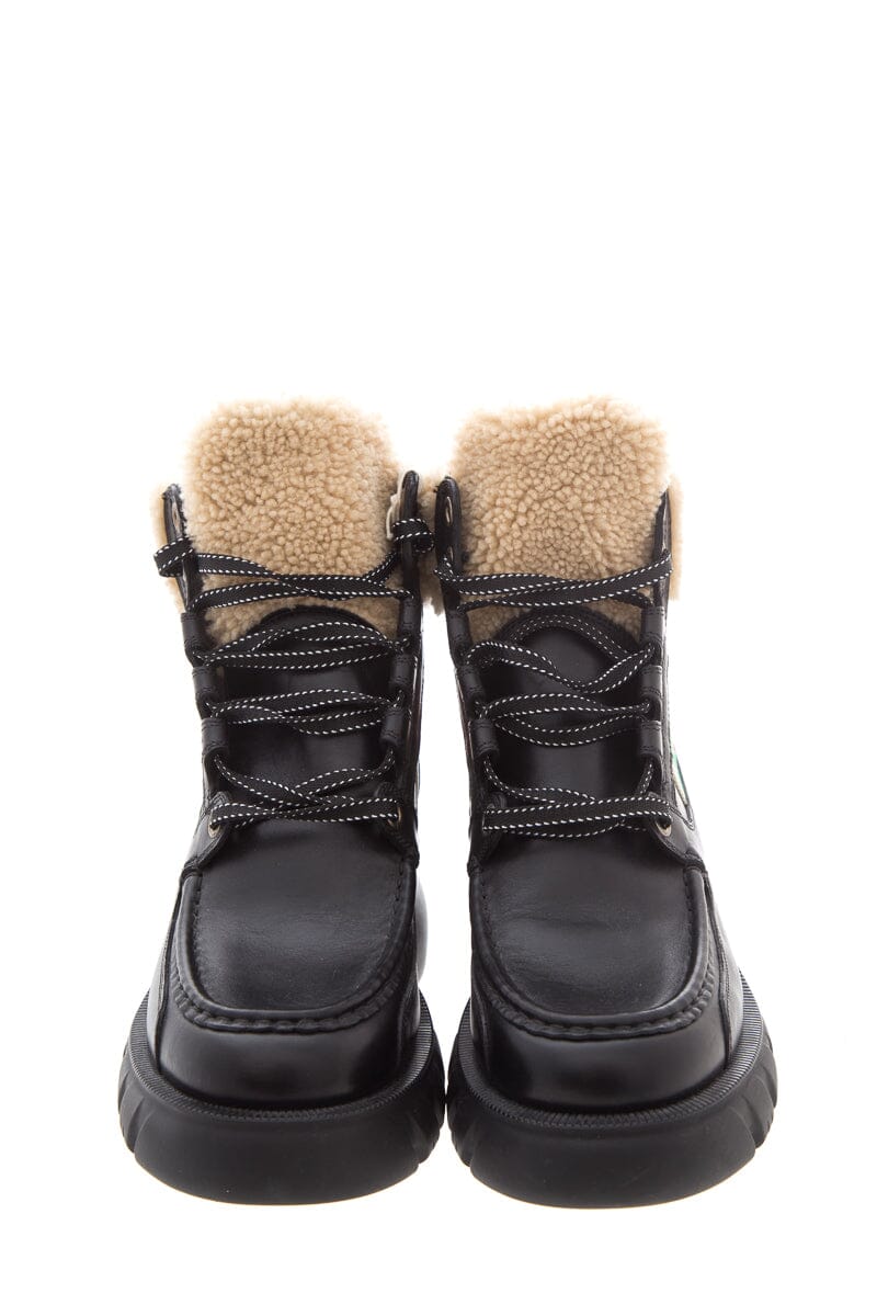 Gucci Black Romance Shearling & Leather Boots SZ 39 NWT