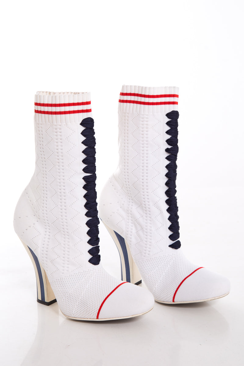 Fendi White Knit Booties SZ 38