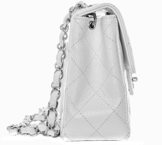 Chanel White Caviar Mini Flap SHW  Handbag