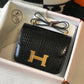 HM Constance 23 Pattern Crocodile Black For Women, Handbags, Shoulder Bag 9in/23cm