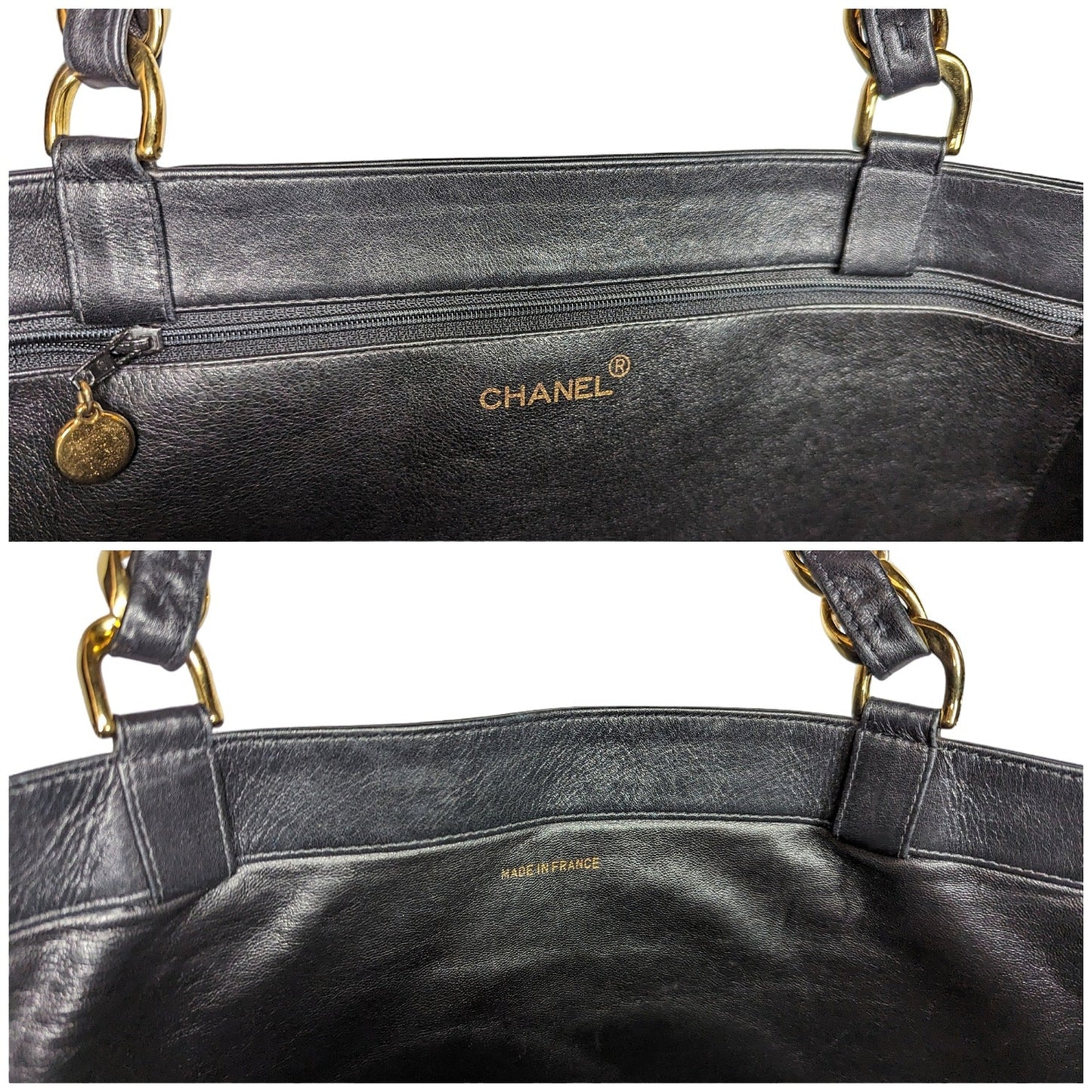 Chanel Vintage Calfskin CC Chain XL Shopper Tote