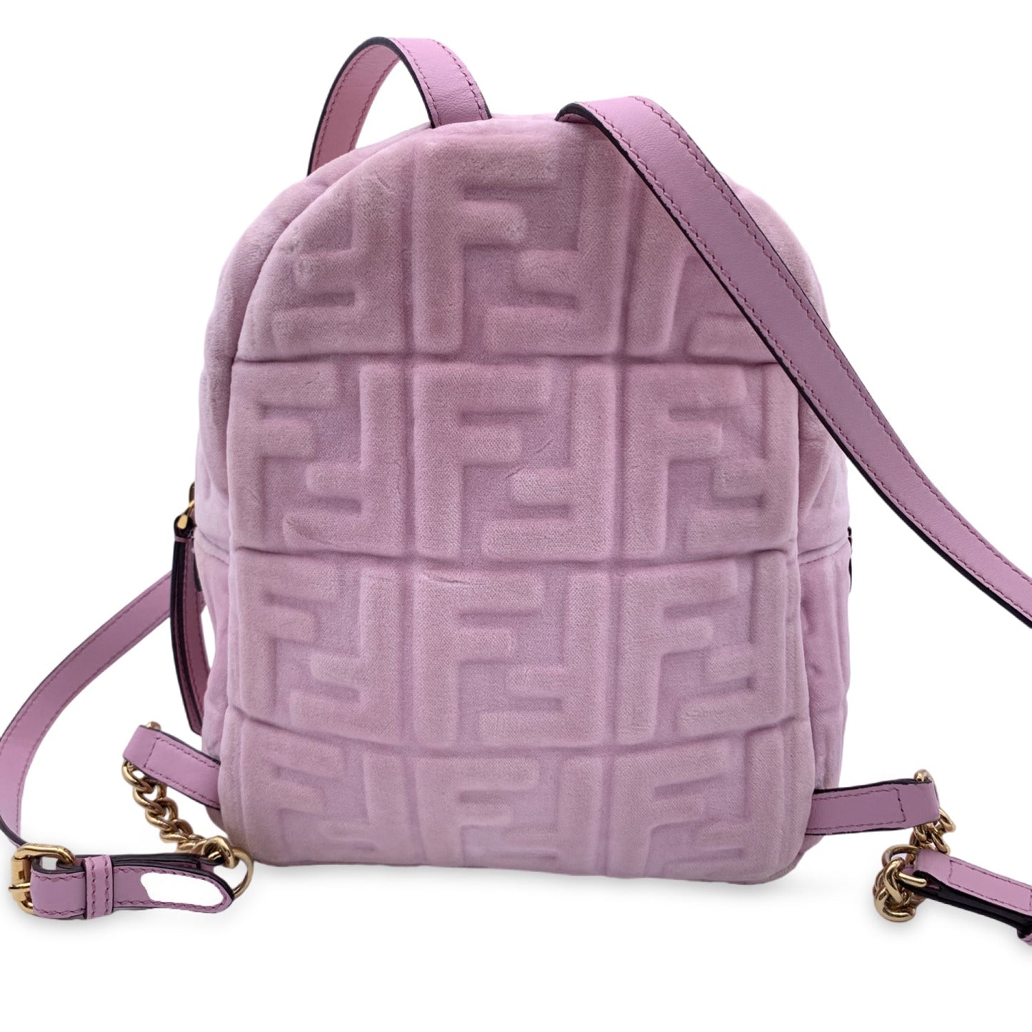 FENDI Baby Pink Velvet Ff Embossed Mini Backpack Shoulder Bag