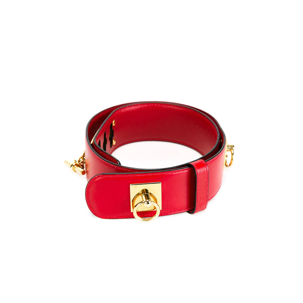 Celine Vintage Red Leather Belt