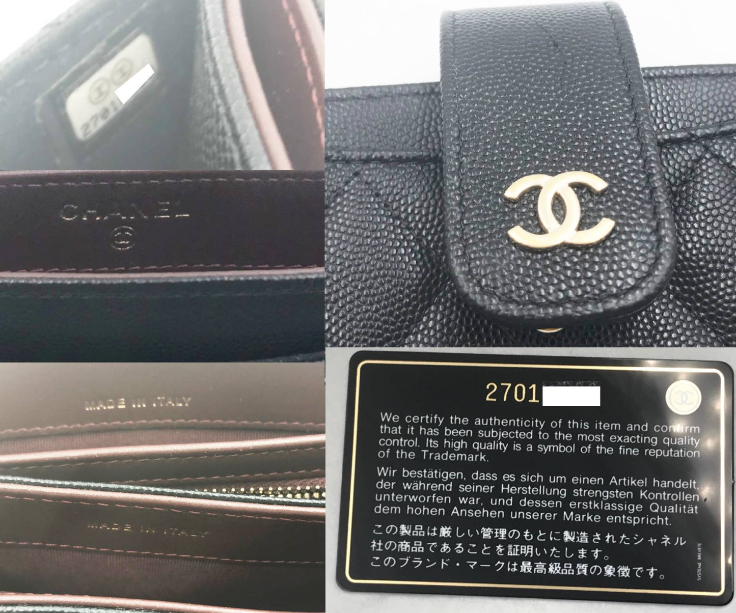 CHANEL Classic Black Caviar 2 Set Pouch Long Wallet