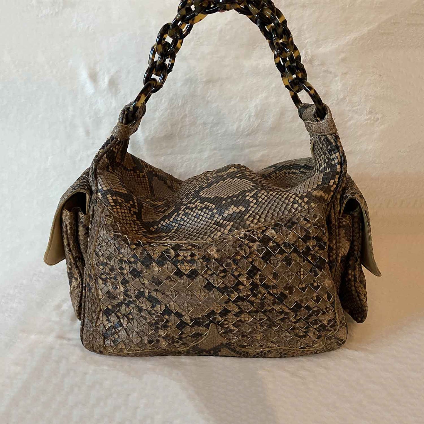 Bottega Veneta Intrecciato Snake Skin Hobo Bag