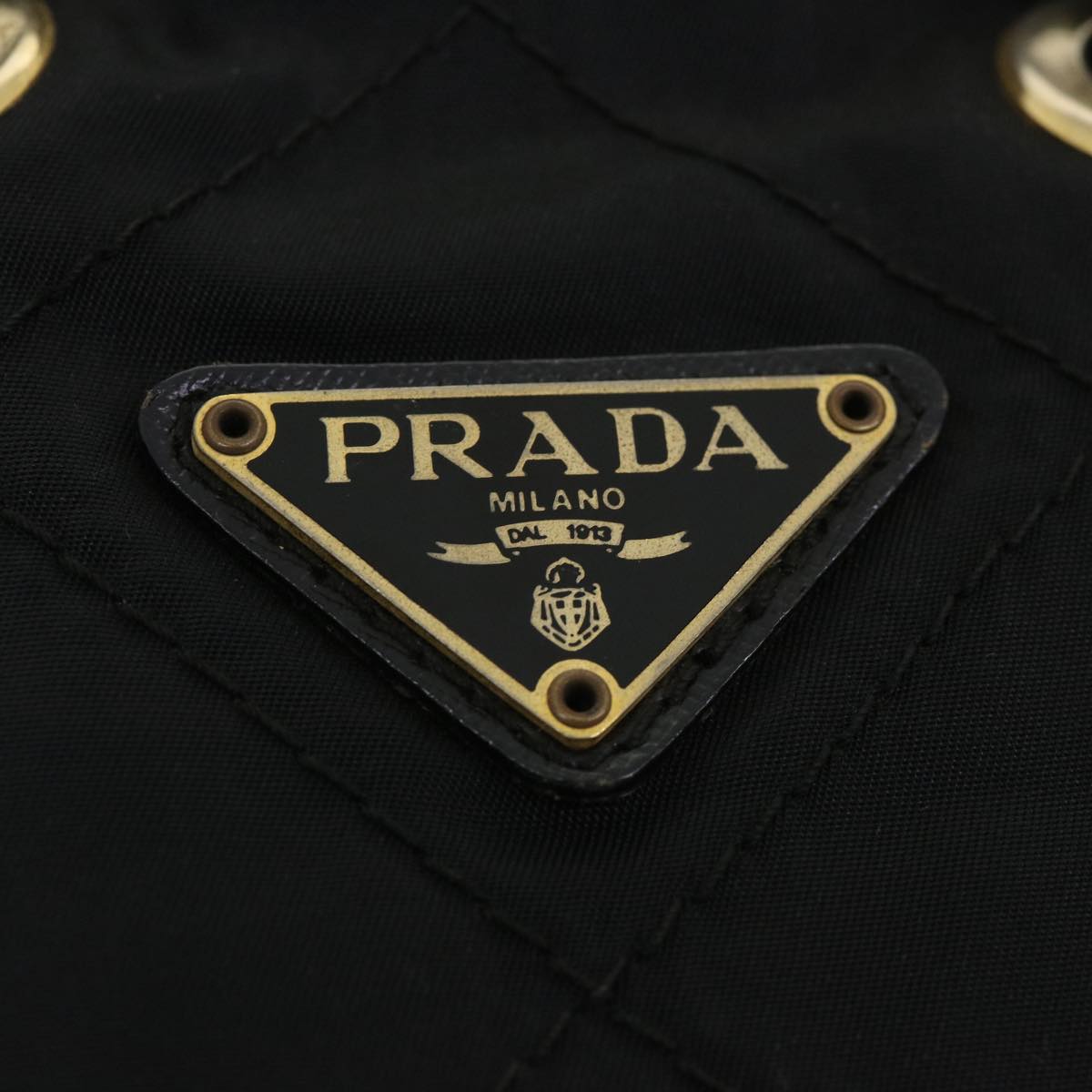 PRADA Quilted Hand Bag Nylon Black  bs3741