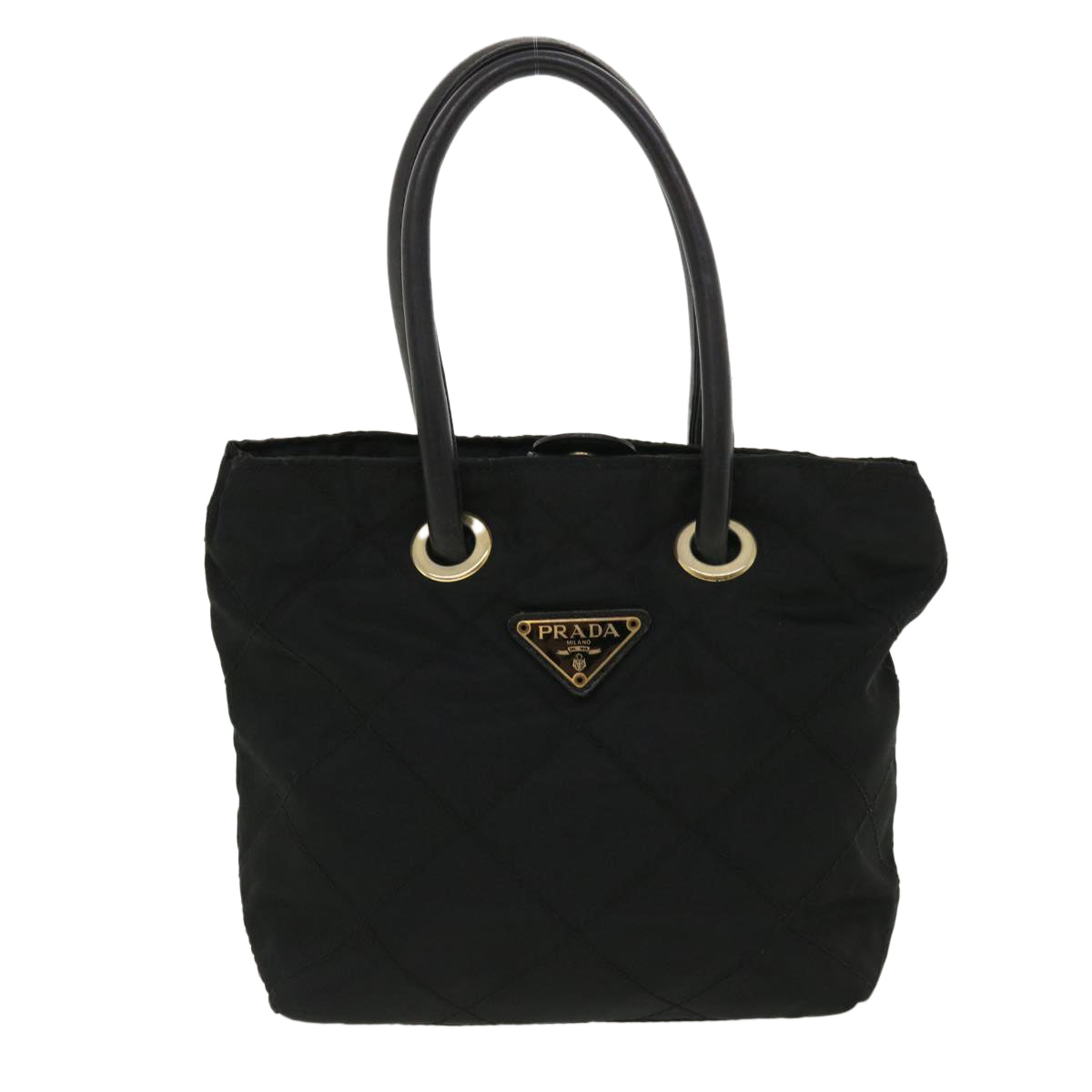 PRADA Quilted Hand Bag Nylon Black  bs3741