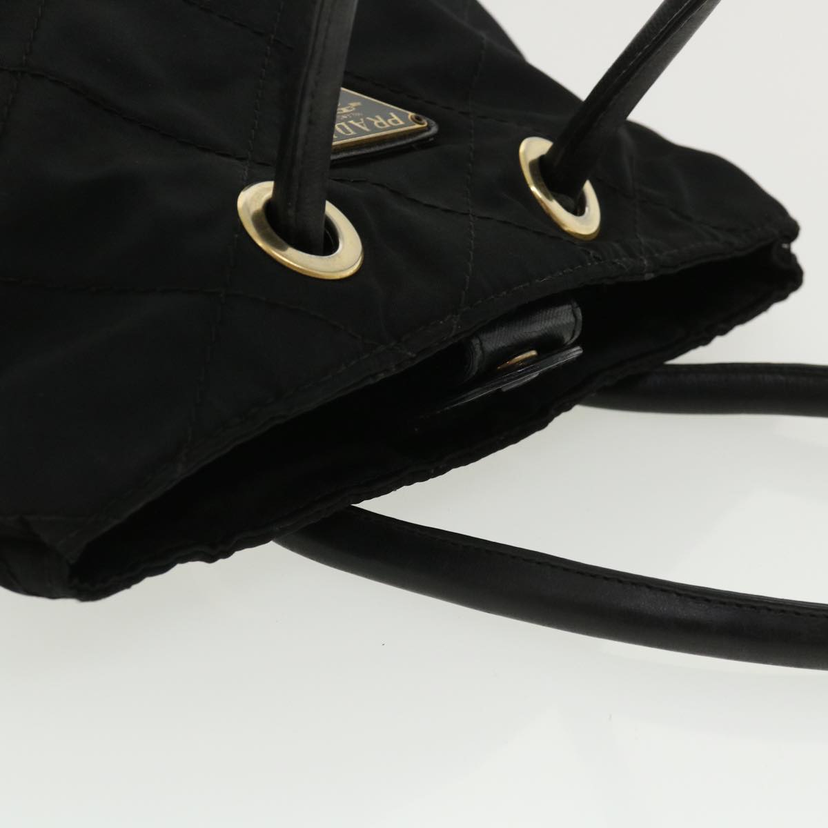 PRADA Quilted Hand Bag Nylon Black  bs3741