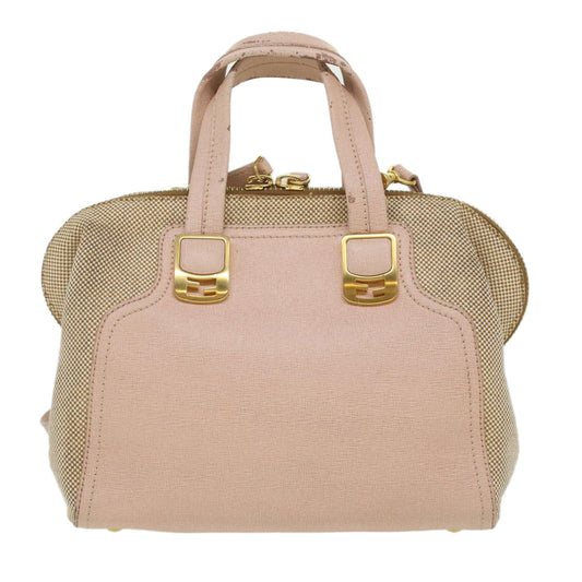 FENDI Hand Bag Leather Canvas 2way Pink  bs3819