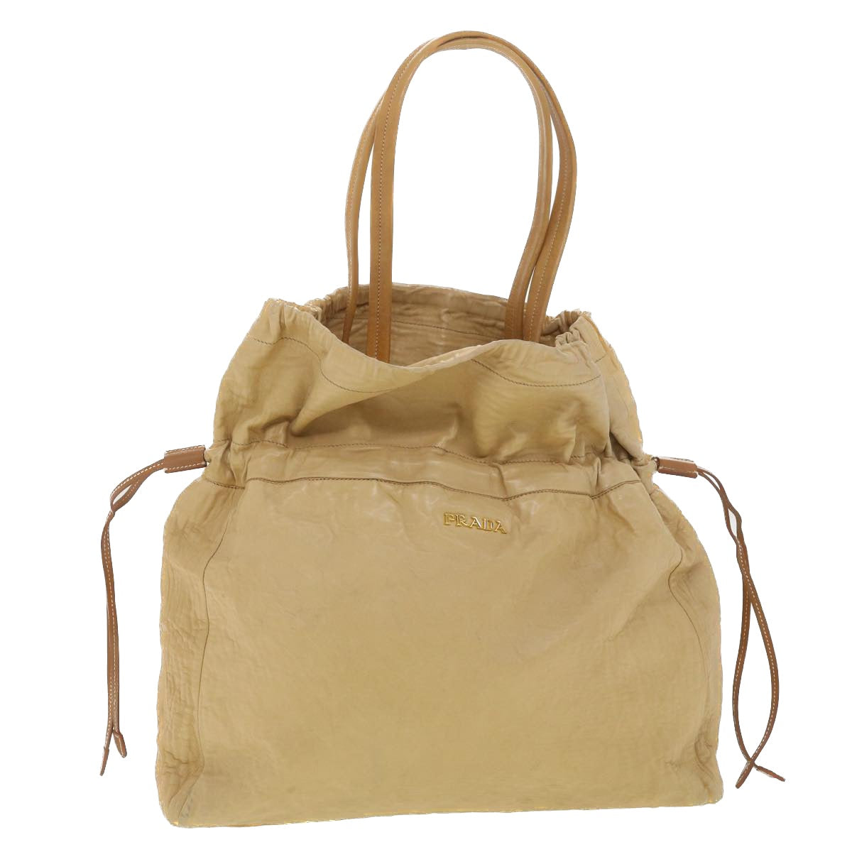 PRADA Tote Bag Leather Beige  bs4283