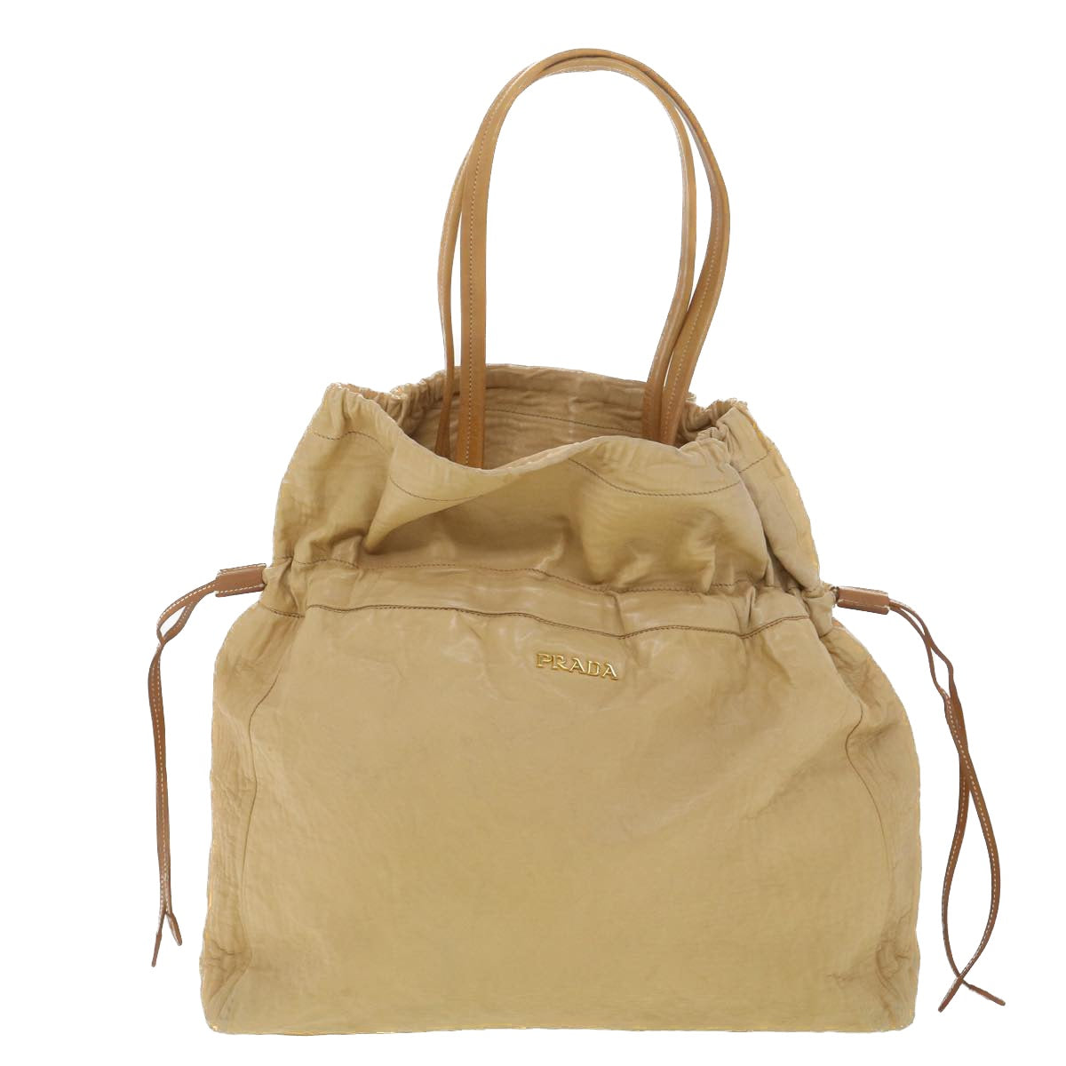 PRADA Tote Bag Leather Beige  bs4283