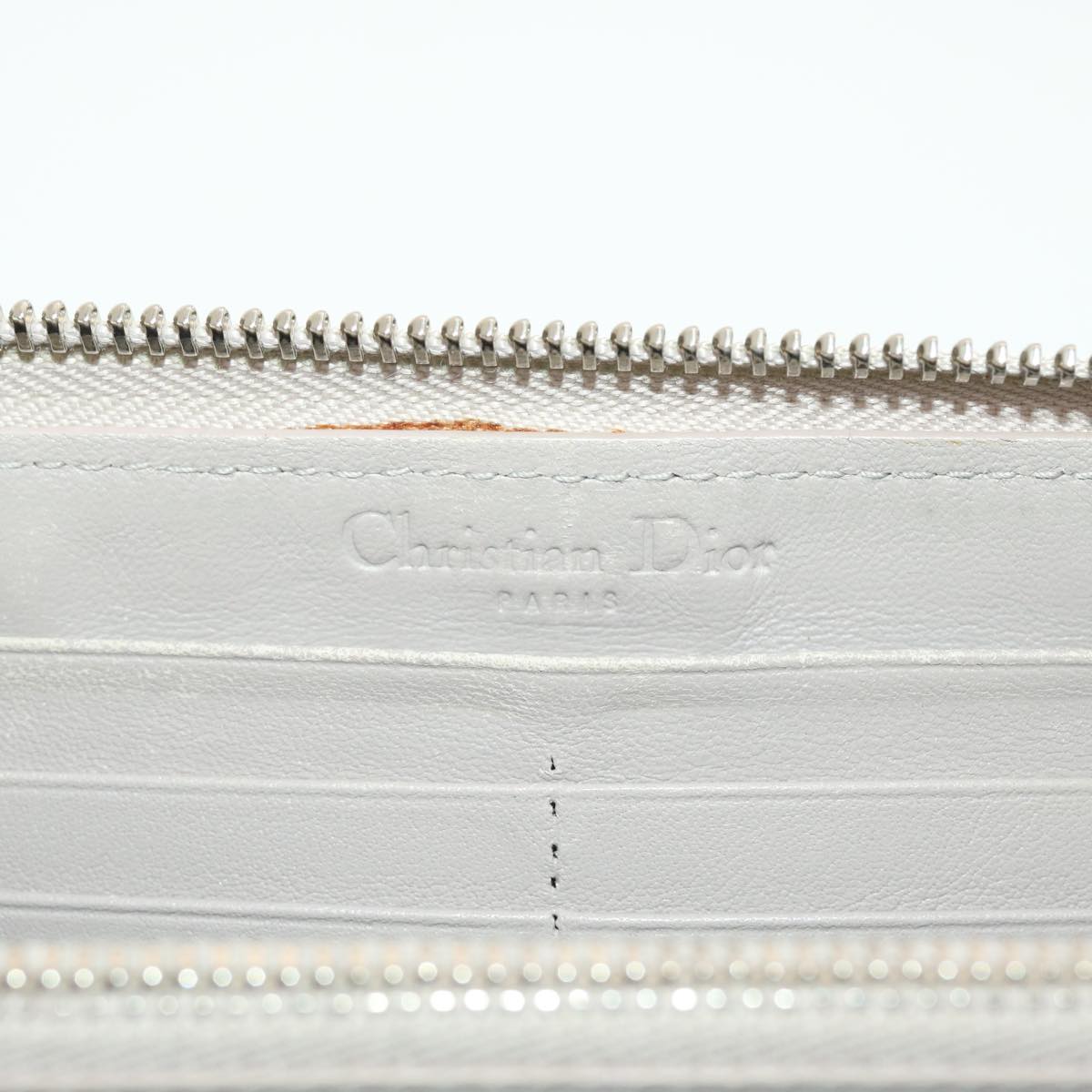 CHRISTIAN DIOR Lady Dior Wallet Patent leather Beige 02-LU-0172 Auth bs4860