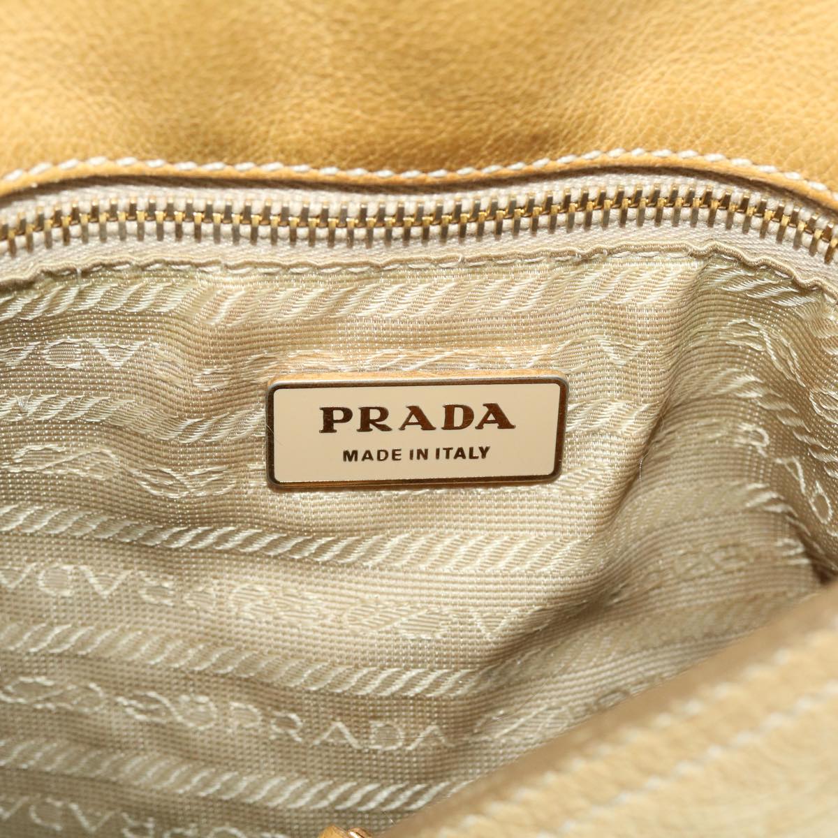 PRADA Shoulder Bag Leather Beige  bs5334