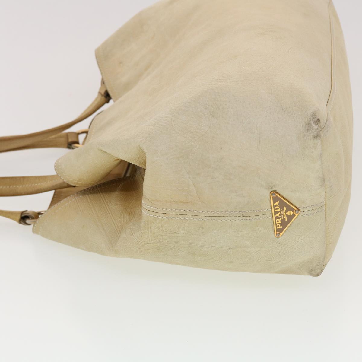 PRADA Shoulder Bag Leather Beige  bs5334