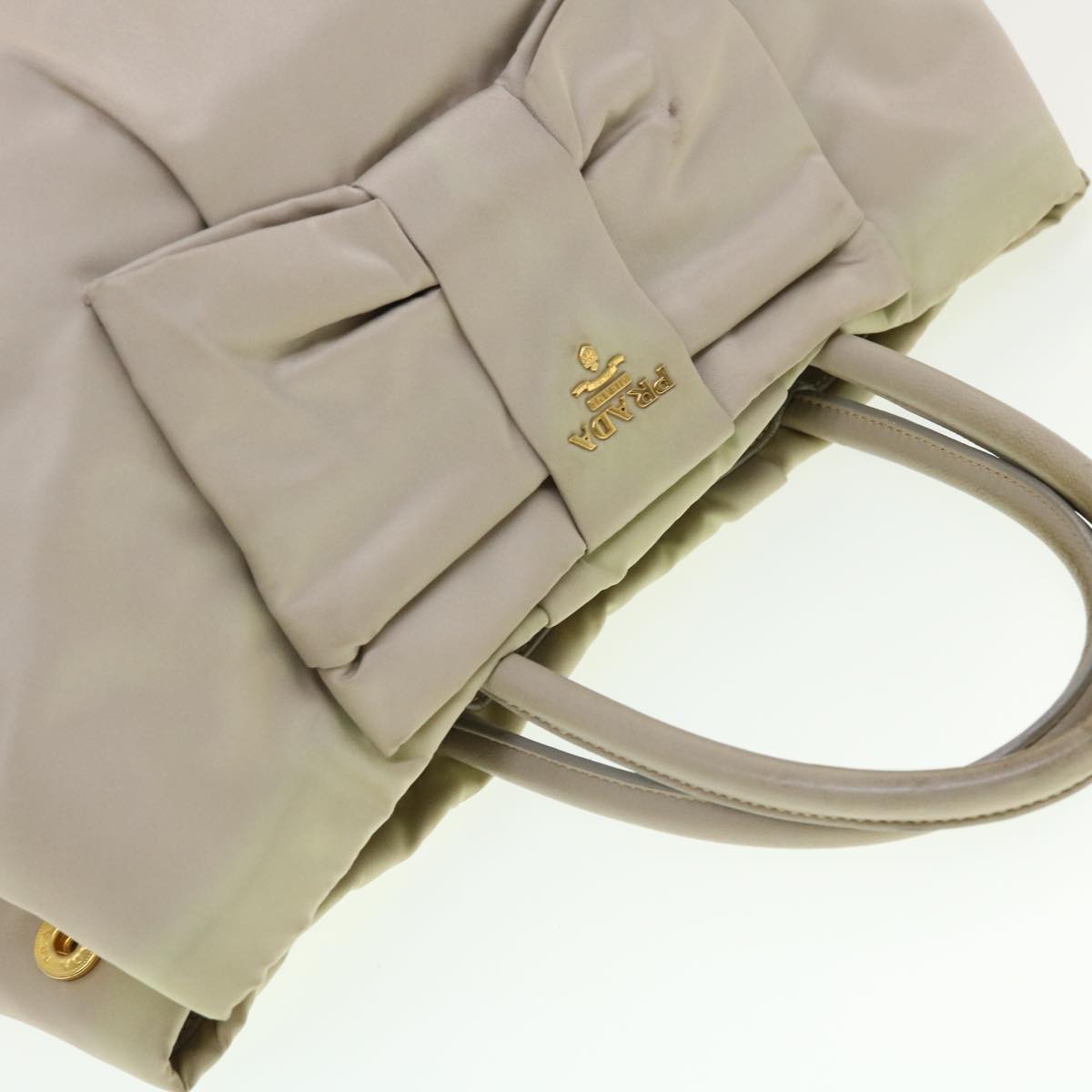 PRADA Hand Bag Nylon Beige  bs5442