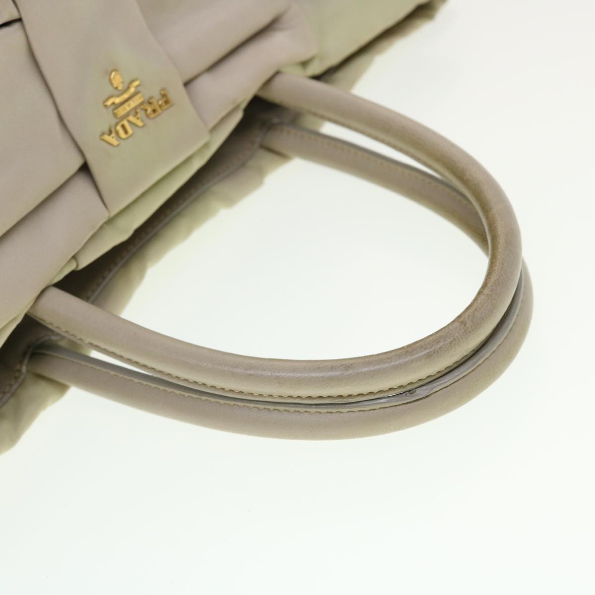 PRADA Hand Bag Nylon Beige  bs5442