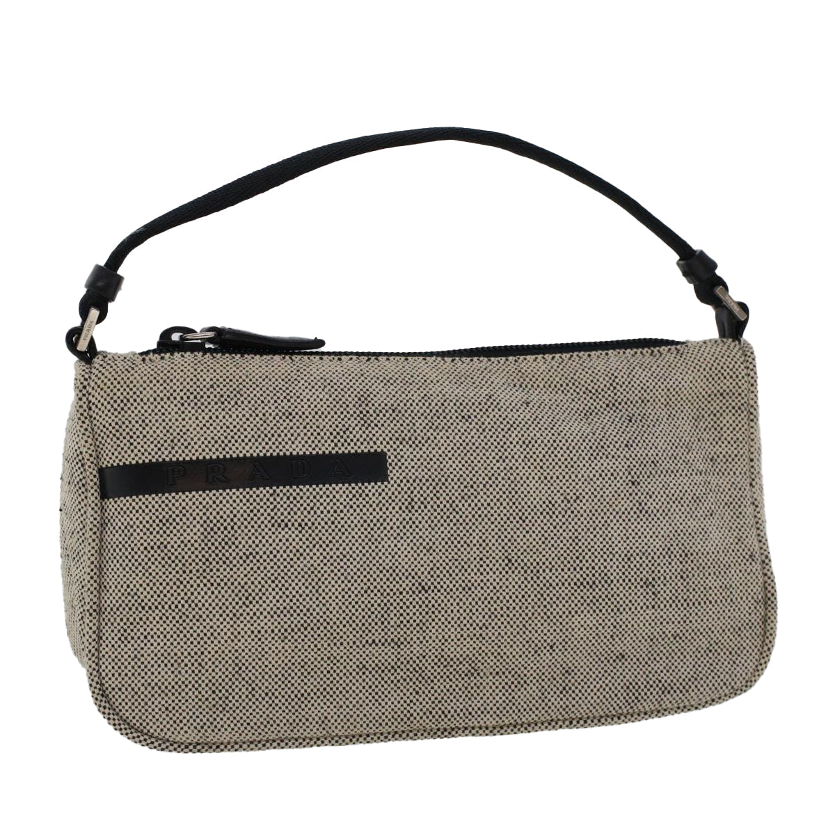 PRADA Accessory Pouch Canvas Gray  bs5620