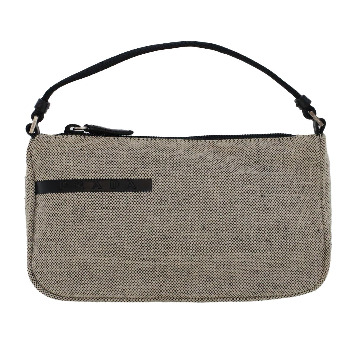 PRADA Accessory Pouch Canvas Gray  bs5620