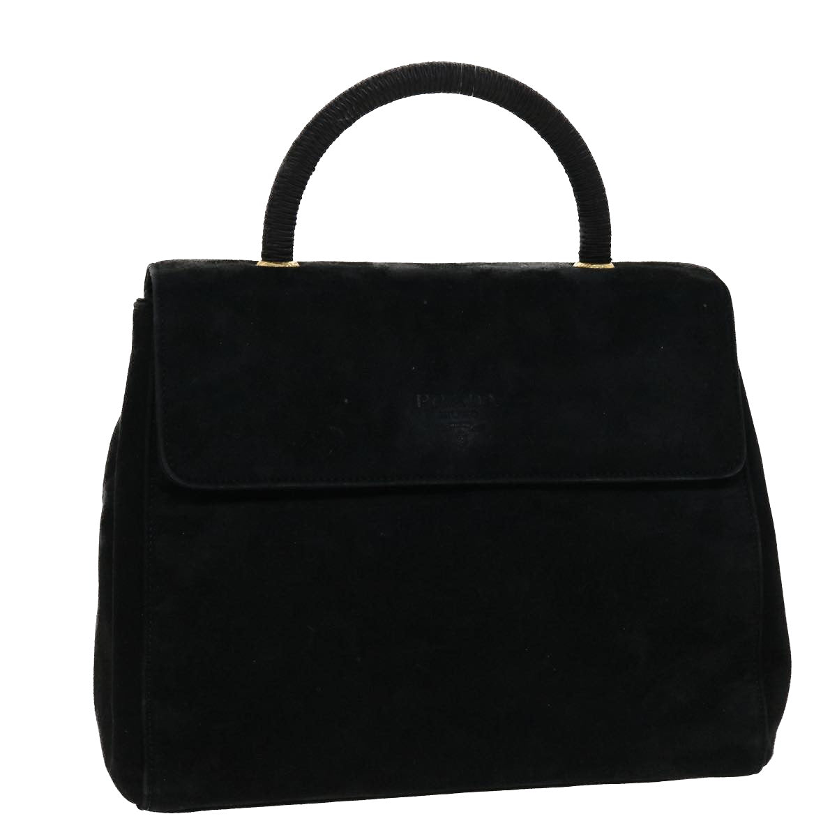 PRADA Hand Bag Suede Black  bs5708