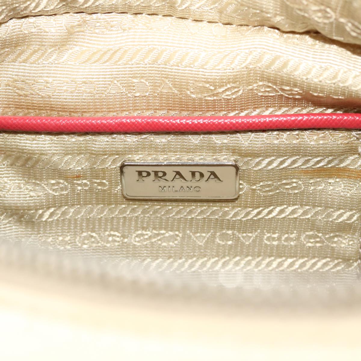 PRADA Chain Shoulder Bag Nylon White  bs5734