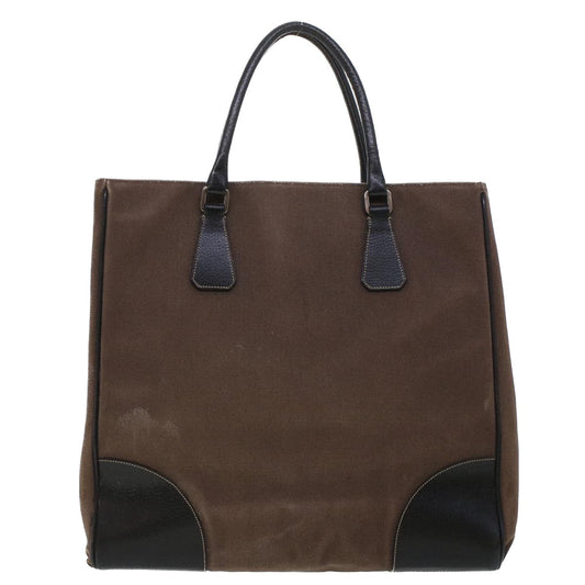 PRADA Tote Bag Canvas Leather Brown  bs5887