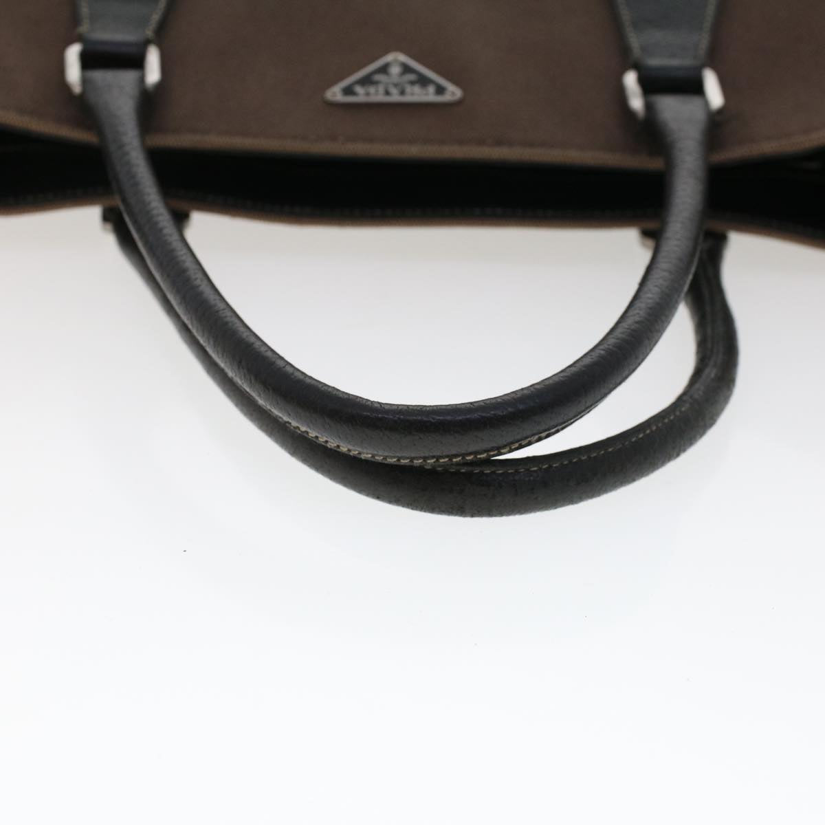 PRADA Tote Bag Canvas Leather Brown  bs5887