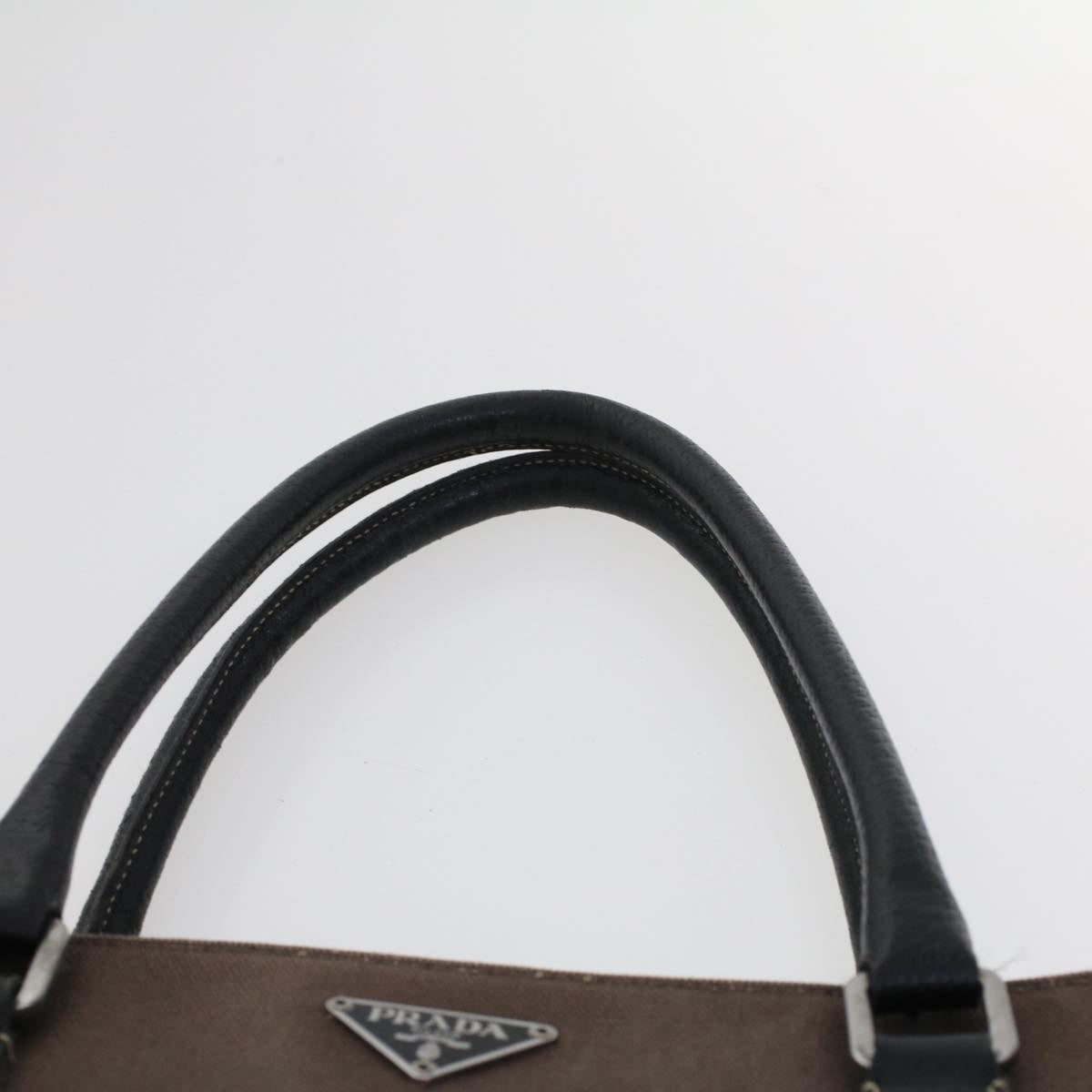 PRADA Tote Bag Canvas Leather Brown  bs5887