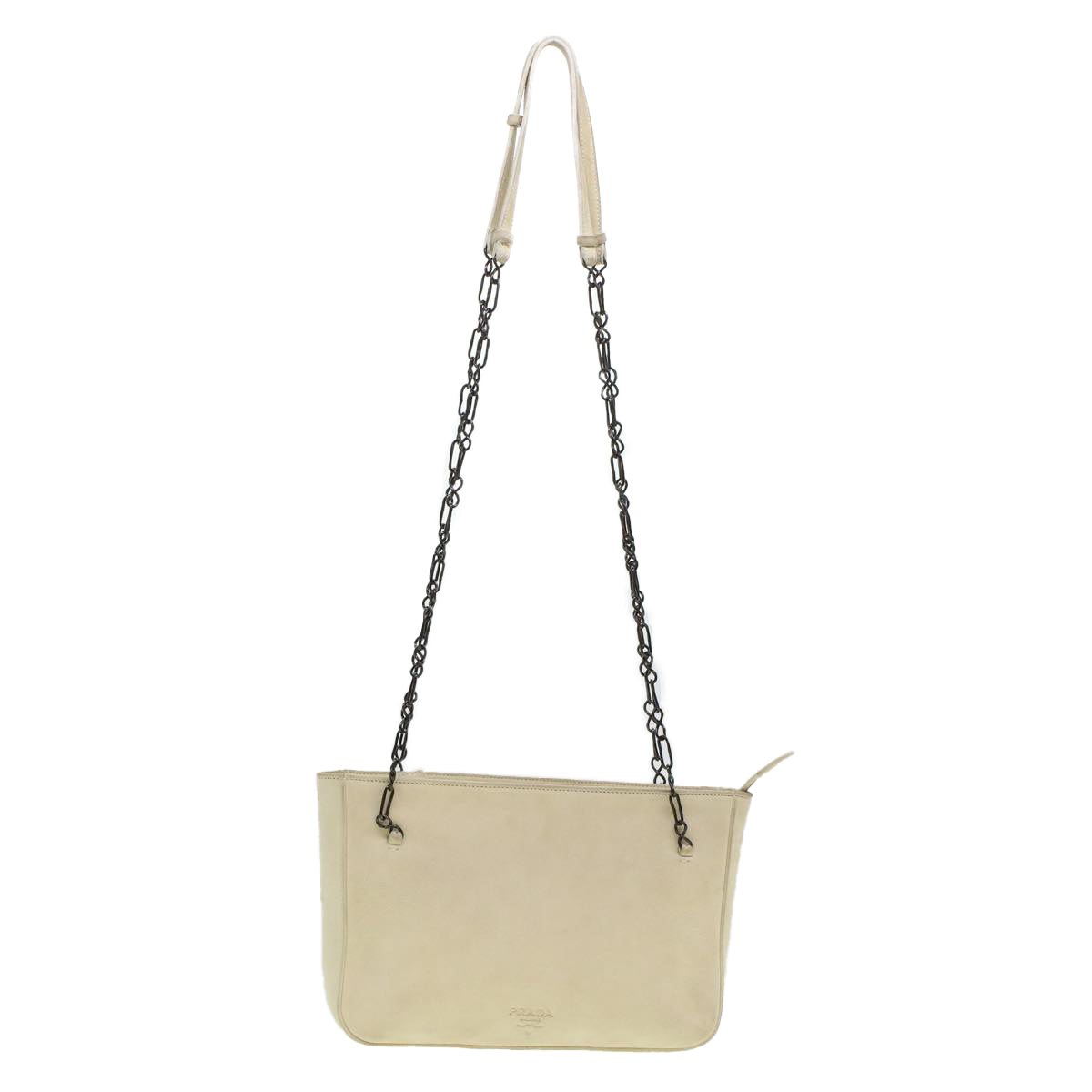 PRADA Shoulder Bag Suede White  bs6177