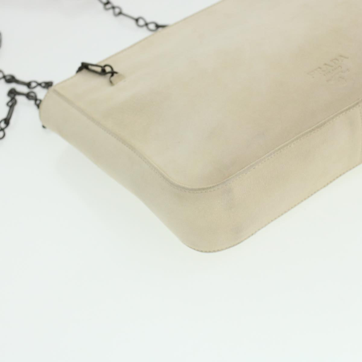 PRADA Shoulder Bag Suede White  bs6177