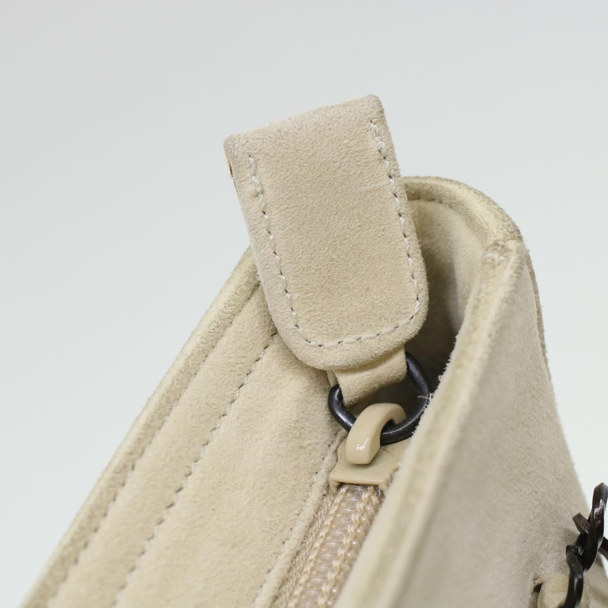 PRADA Shoulder Bag Suede White  bs6177