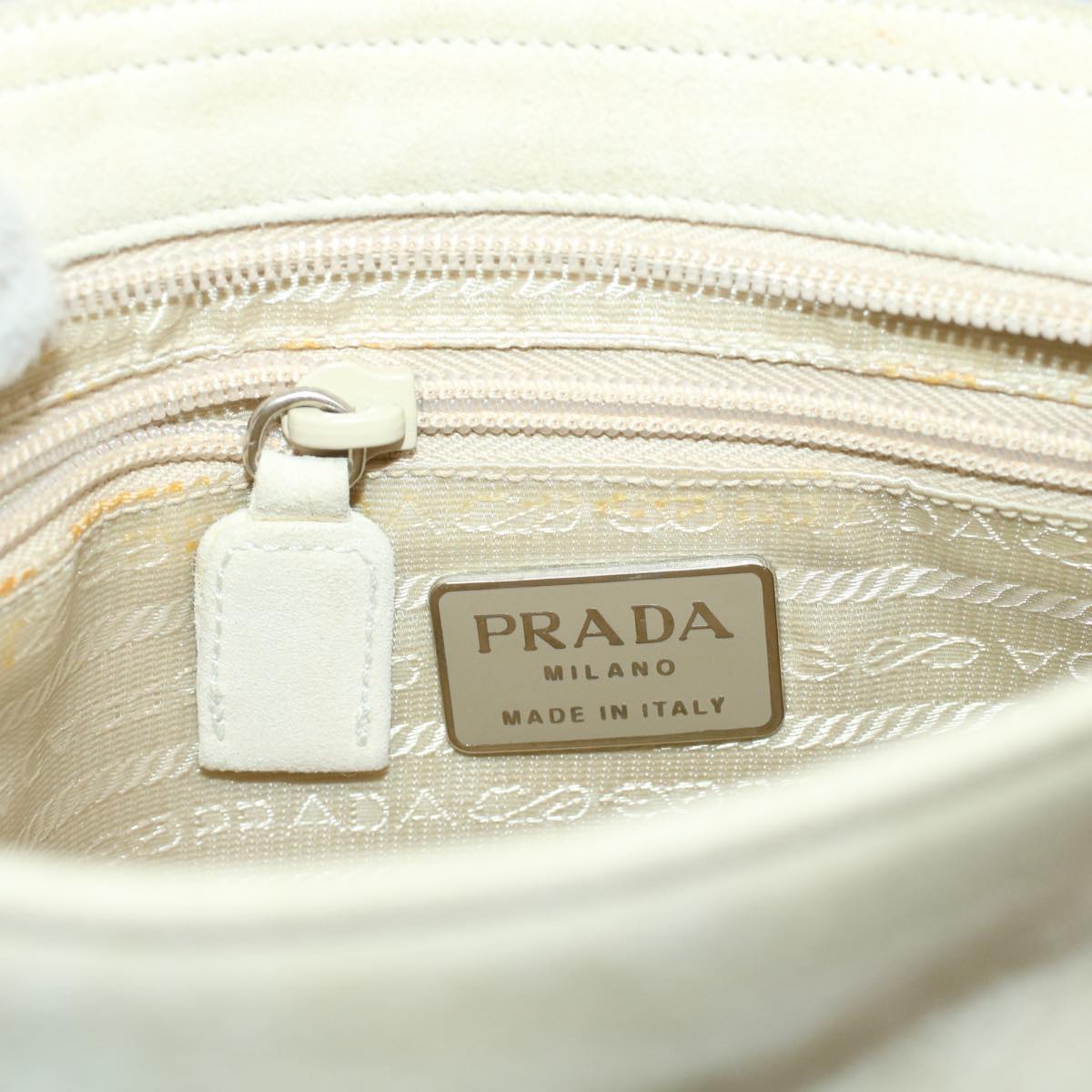 PRADA Shoulder Bag Suede White  bs6177