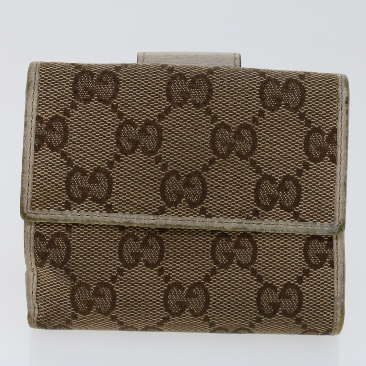 GUCCI GG Canvas Long Wallet Leather 3Set Brown Beige Silver  bs6283