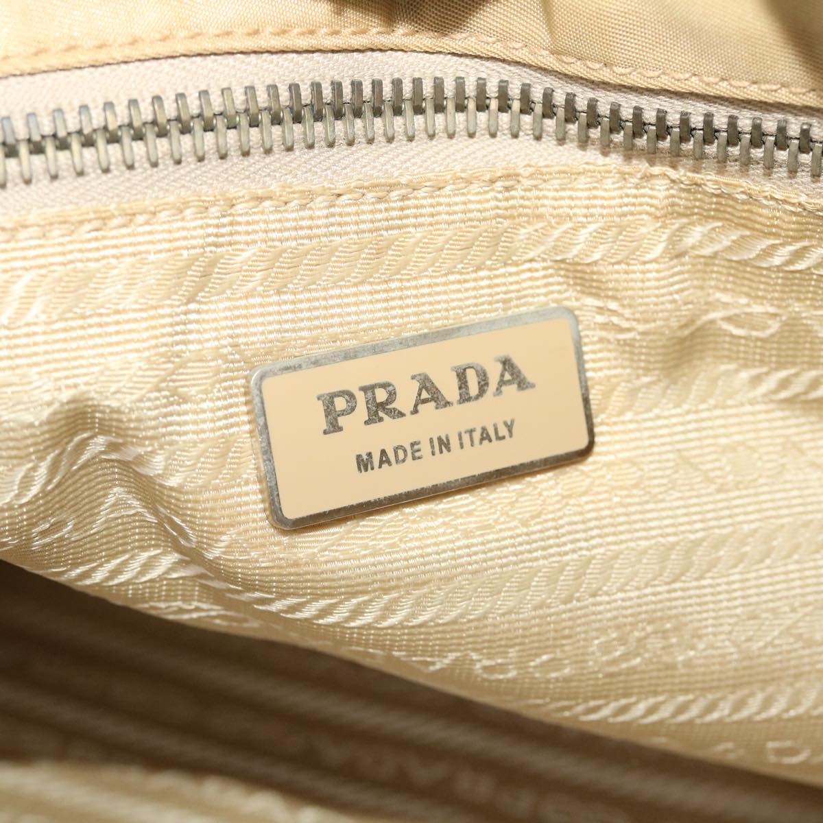 PRADA Hand Bag Nylon Leather Beige  bs6563