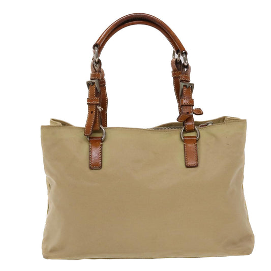 PRADA Hand Bag Nylon Leather Beige  bs6563