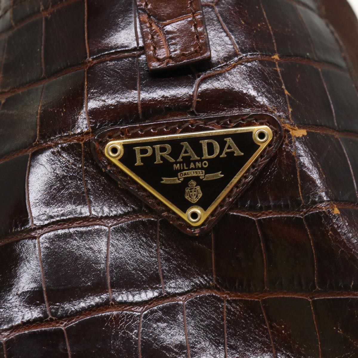 PRADA Hand Bag Leather Nylon Brown  bs6628