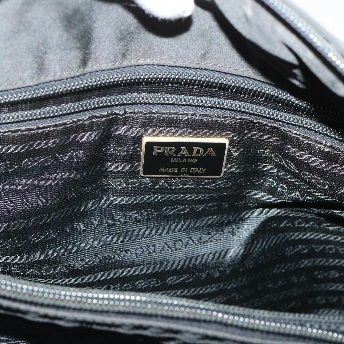 PRADA Shoulder Bag Leather Nylon Black Brown  bs6629