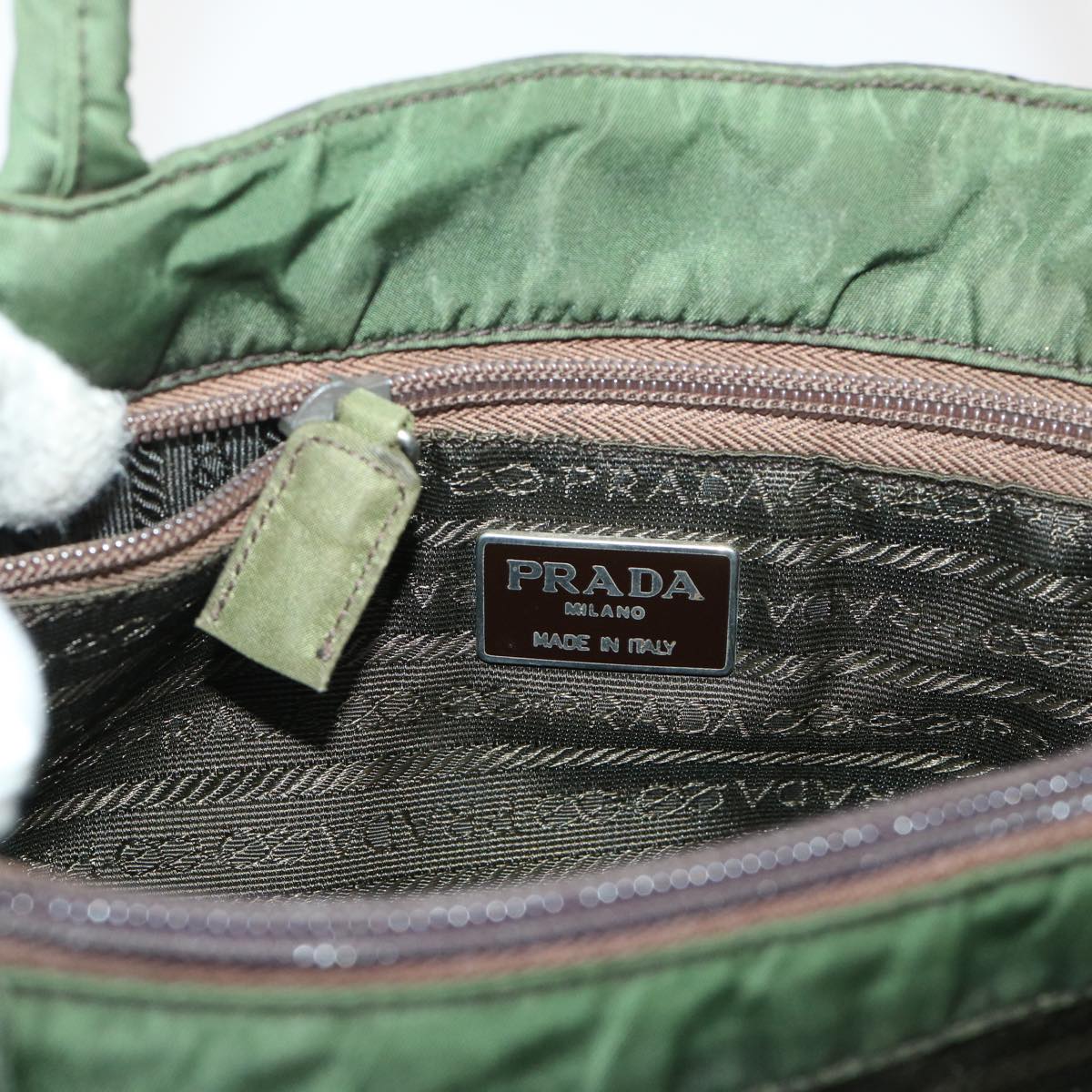 PRADA Hand Bag Nylon Green  bs6630