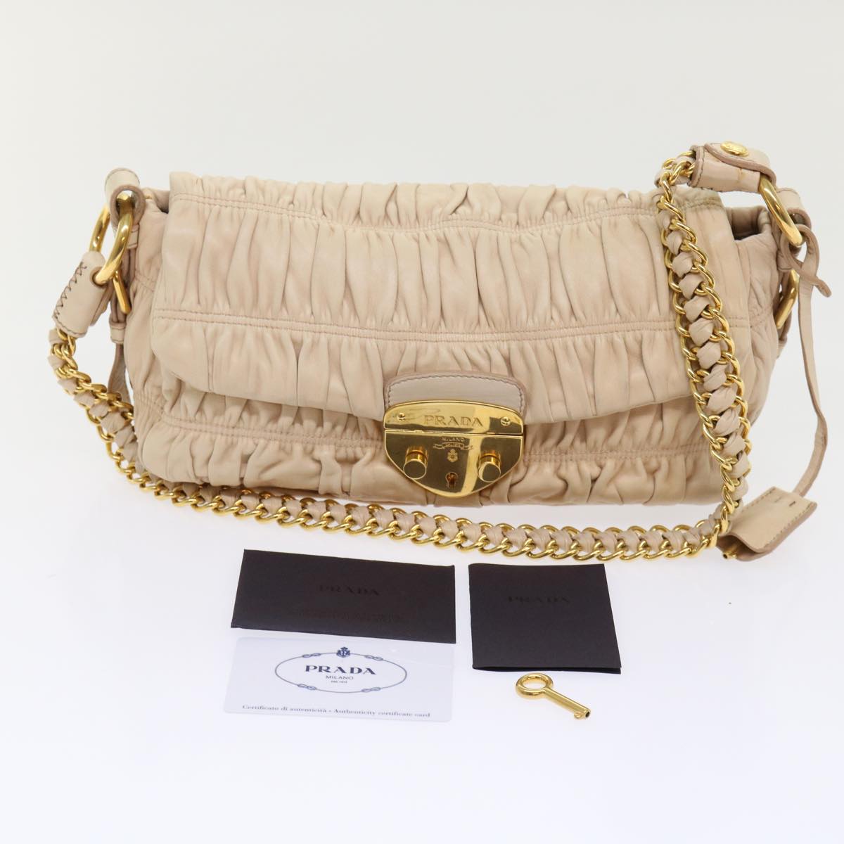 PRADA Chain Shoulder Bag Leather Pink  bs6657