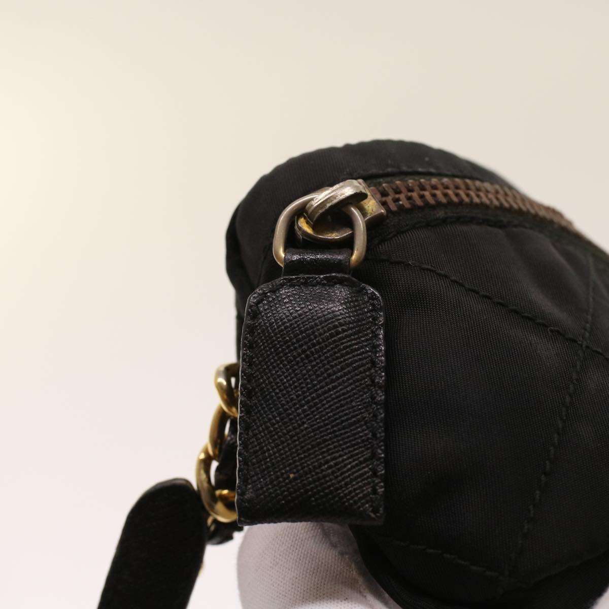 PRADA Chain Shoulder Bag Nylon Black  bs6812