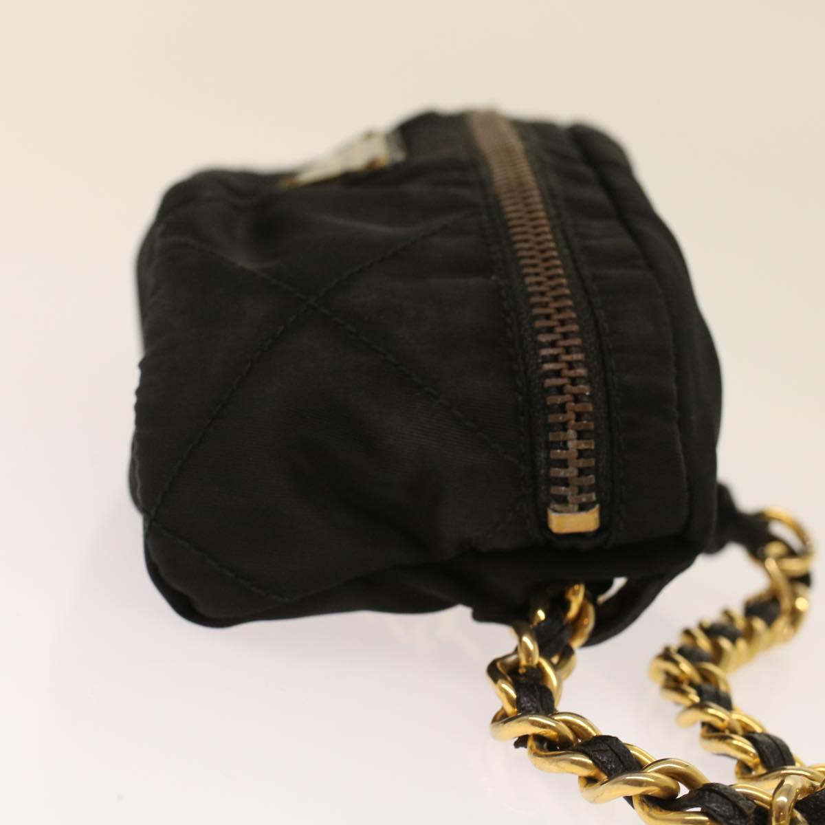 PRADA Chain Shoulder Bag Nylon Black  bs6812