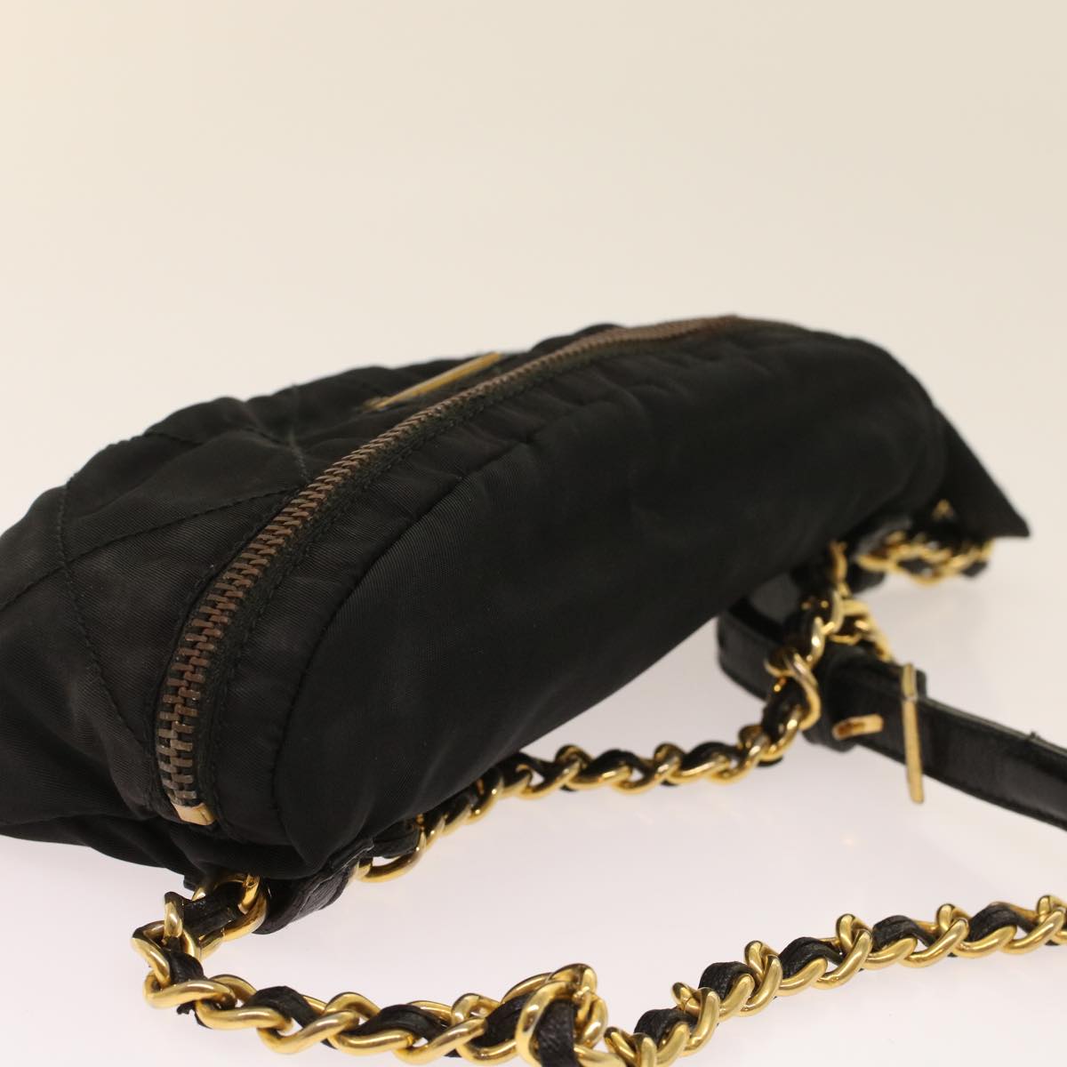 PRADA Chain Shoulder Bag Nylon Black  bs6812