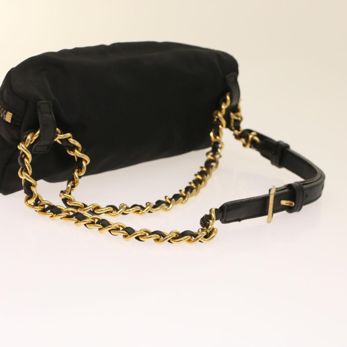 PRADA Chain Shoulder Bag Nylon Black  bs6812